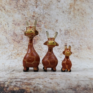 Wooden Giraffe Ornament Set of 3