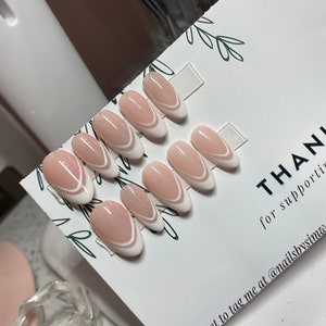 White Almond French Tip Press Ons