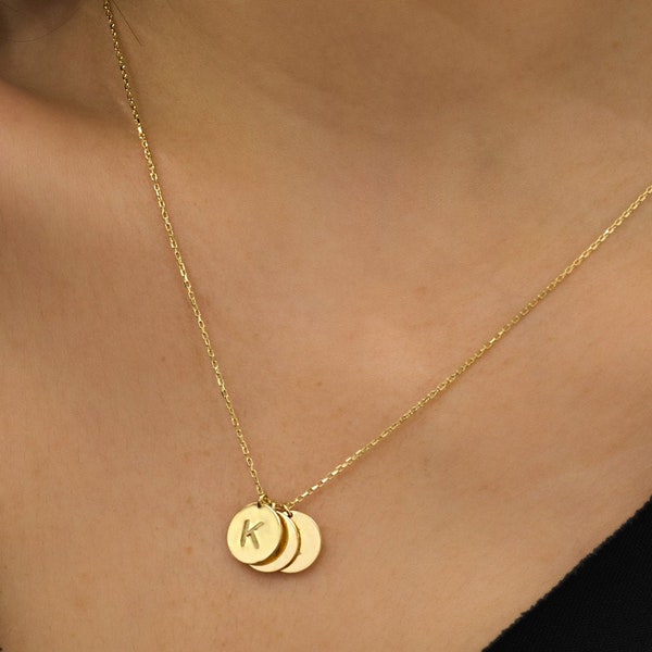 Disc Necklace - Initial Necklace Tiny Initial Necklace - Personalized Initial Disc Necklace - Personalized gifts - Mother Christmas Gift