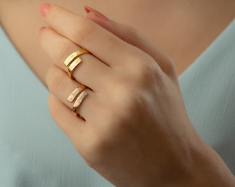 Thumb Ring, Bypass ring, Initial Ring, Letter Ring, Flat Twist Ring Band, Engraving Flat Ring, Couples Ring, Sisters Ring, dad ring