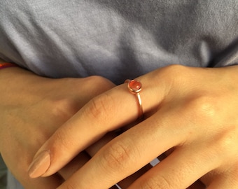 14K Gold Natural Carnelian Ring,Silver Carnelian ring, Minimalist Carnelian Ring, Oval carnelian silver ring, Boho Hippy Rings,Red carnelian