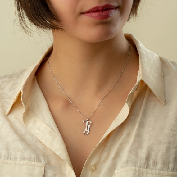 Double Initial Necklace Custom Two 