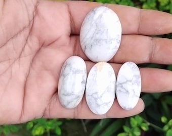 White Howlite Cabochons Oval loose Gemstones for jewellery making