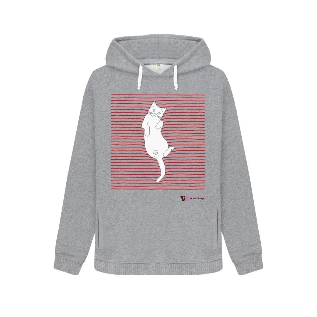 Comfy Cat Organic Women's Hoodie Made With 100 Renewable Energy GOTS Organic Certified Fully