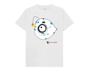 Angler Fish Unisex Kids Tee | Made with 100% Renewable Energy | GOTS Organic Certified | Fully Circular