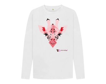 Pink Giraffe Unisex Kids Long Sleeve Tee