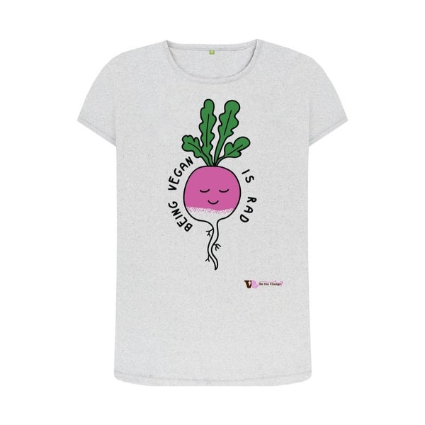 Being Vegan is Rad Women's Organic Post Consumer Recycled Tee | Made with 100% Renewable Energy | GOTS Organic Certified | Fully Circular