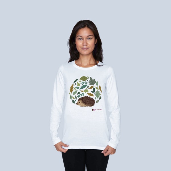 Hedgehog laisse un t-shirt à manches longues pour femmes biologiques | Fabriqué avec 100% d’énergie renouvelable | GOTS Certifié biologique | Entièrement circulaire