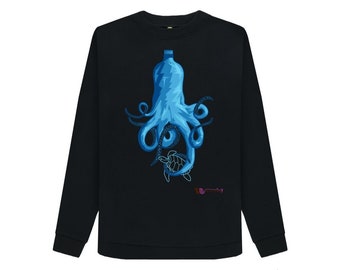 Bottle Octopus Organic Women's Sweater | Made with 100% Renewable Energy | GOTS Organic Certified | Fully Circular