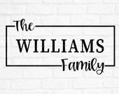 Family Name SVG Cut File- Last Name Cut File- Family Name in Box Clipart-Cricut-Silhouette Cut File- Home Decor SVG- Family Digital Download