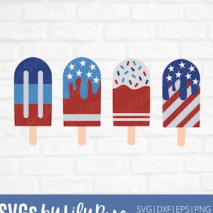 Popsicle Svg File- 4 de julio Popsicle Cut File -Independence Day SVG- Popsicle Clipart-Cricut-Silhouette- Summer SVG- Svg para el 4 de julio