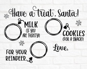 Cookies for Santa SVG- Dear Santa Tray Cut File- Santa Cookies SVG File- Dear Santa Tray Clipart- Cricut- Silhouette Cut File- dxf- eps-png