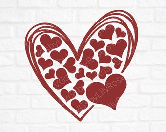 Hearts SVG Cut File- Coeur dessiné à la main avec Hearts Cut File- Valentines svg- Heart Clipart-Cricut-Silhouette- Svg pour mariage
