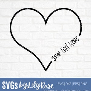 Heart SVG Cut File- Corazón con texto Archivo de corte- Día de San Valentín svg- Heart Clipart-Cricut-Silhouette- Descarga digital para boda