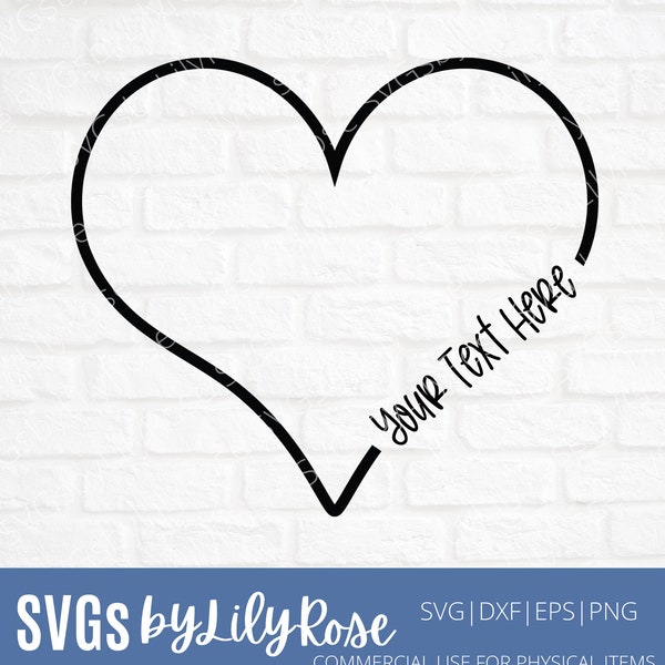 Heart SVG Cut File- Heart with text Cut File- Valentines Day svg- Heart Clipart-Cricut-Silhouette- Digital Download for Wedding