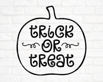 Truco o tratar SVG cortar archivo- Halloween Cricut Cut Archivo- Calabaza- Truco o Tratar Clipart- Silhouette Cut File