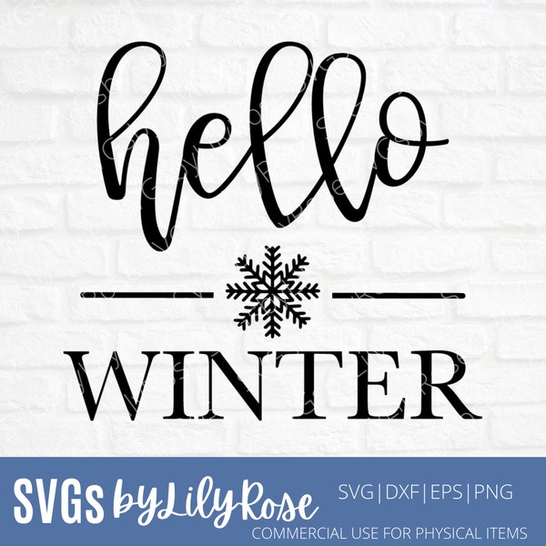 Hello Winter Cut File- Winter SVG File- Winter Cricut File- Hello Winter Clipart- Silhouette Cut File- Cricut SVG File