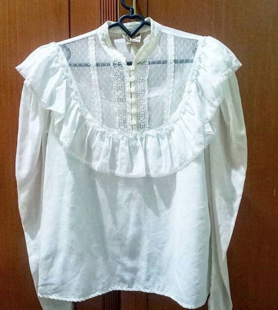 Gunne Sax 80's prairie blouse batiste cotton lace