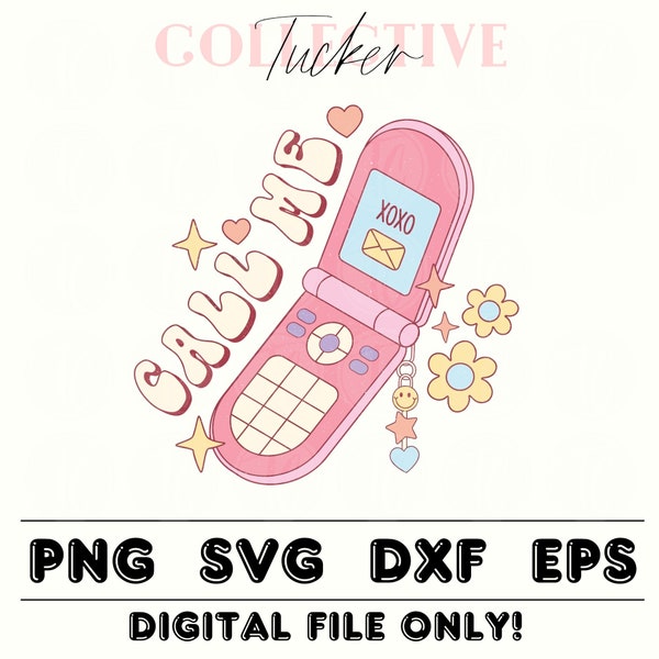 Call Me PNG | Retro Flip Phone SVG | 00's Aesthetic Sublimation | Smiley Retro Phone Cut File | Cut File for Cricut | Sublimation Ready File