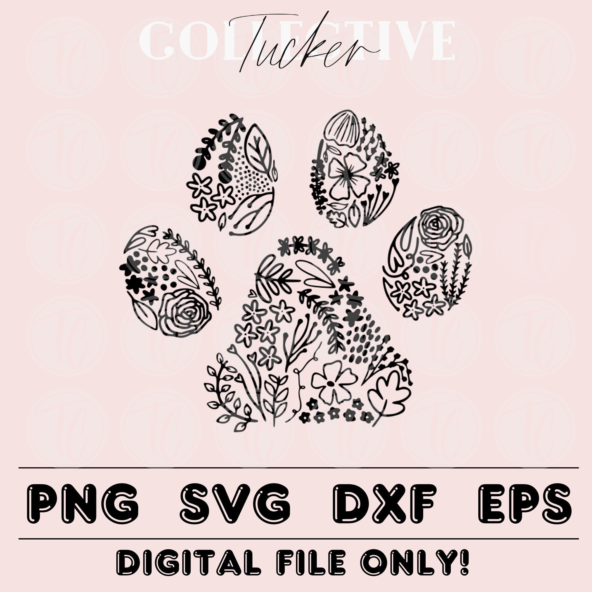 Floral Dog Paw PNG Floral Dog Paw SVG Paw Print With Etsy Canada