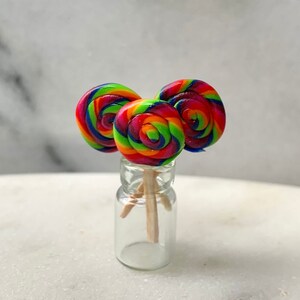 Rainbow Miniature Lollipops, Dolls House Lollipop, Multi Coloured Lolly, 12th scale, Sweet Shop, Candy