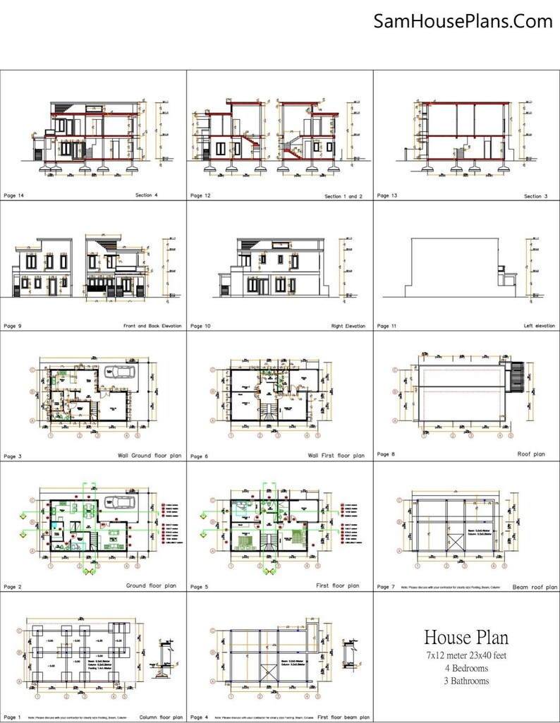 23x40 Feet Small House Plan 7x12 Meter 4 Beds 3 Baths Flat Roof Plan Etsy 23x40-feet-small-house-plan-7x12-meter-4-beds-3-baths-flat-roof-plan-etsy