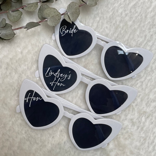 Heart sunglasses - Custom Sunnies - Bride glasses - Hen party personalised sunglasses