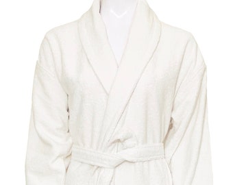 Bata unisex ERTS, albornoz de algodón turco blanco tallas S/M - L (hombres/mujeres)