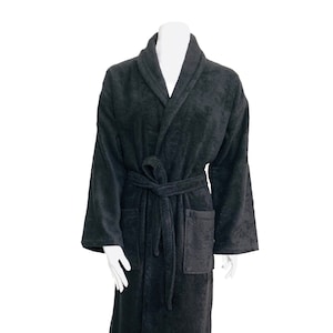 ERTS Unisex Robe, Turkish Cotton Black Bathrobe S/M - L ( Men / Women)