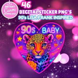 Rainbow 90s Sticker Bundle: Kawaii Sarcastic PNG Designs