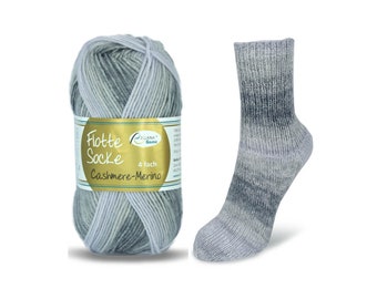 Sock wool fleet sock 4 ply cashmere merino black-grey 50 g