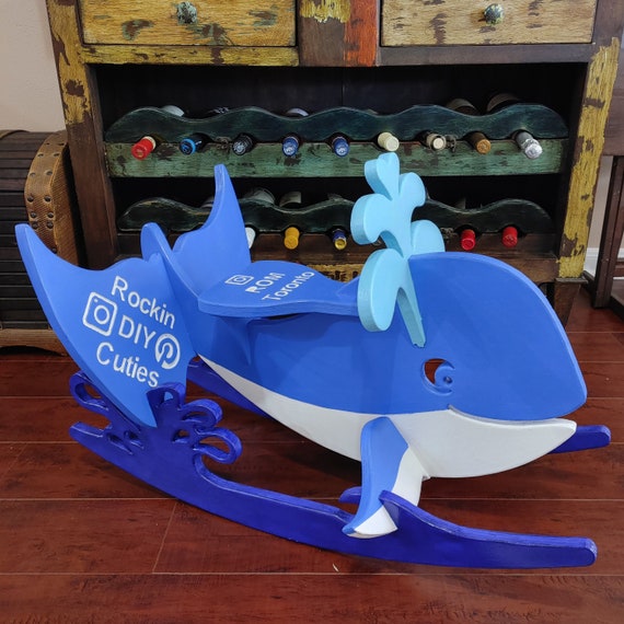 Bascule Baleine Nattou – Animal Douillet à Bascule Pour Bébé 10-36 Mois, Bleu Foncé, 63 X 33 X 45,5 Cm