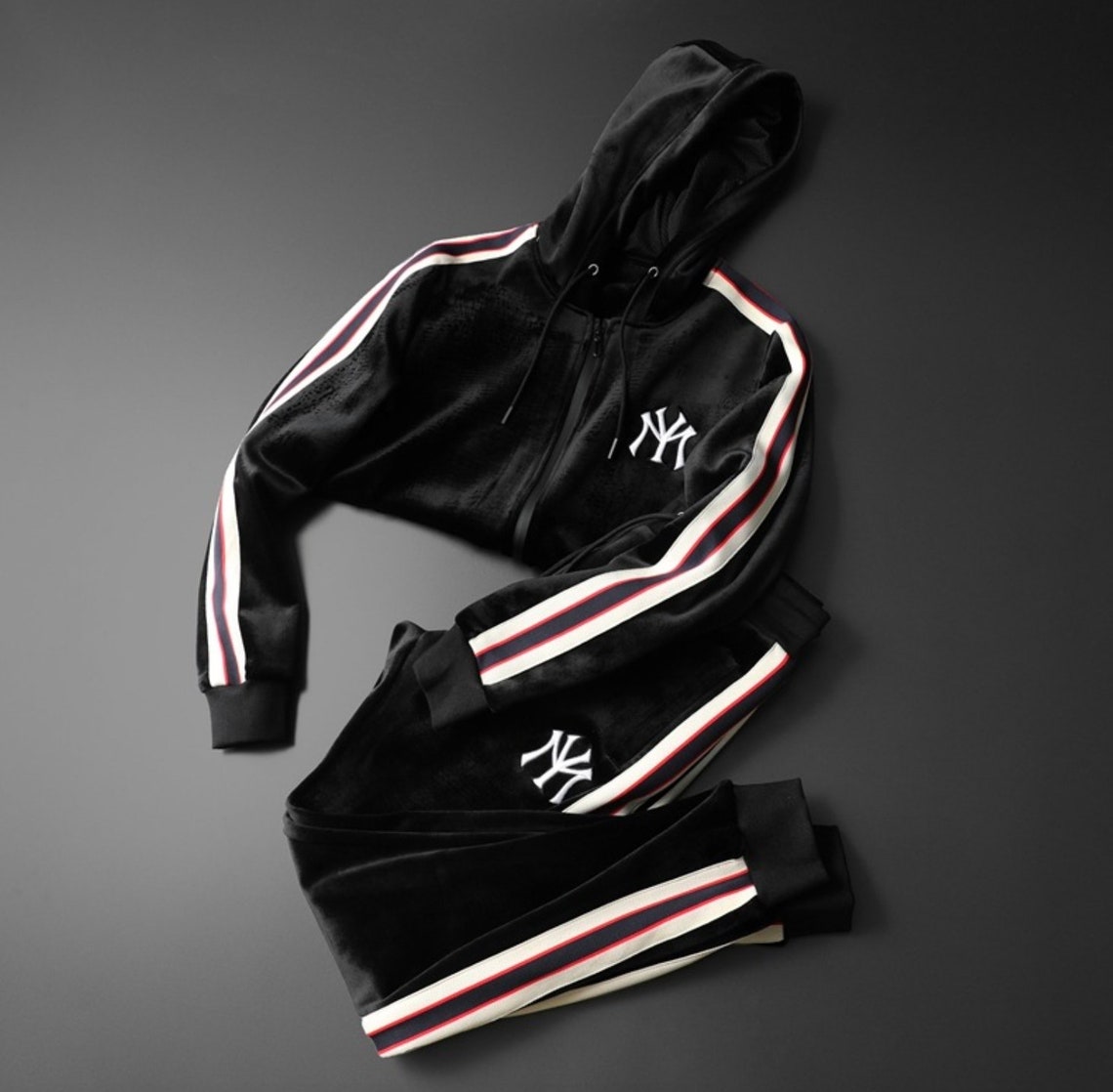 Men's Cool Tracksuit Luxury Soft Velvet Front Zipper Etsy