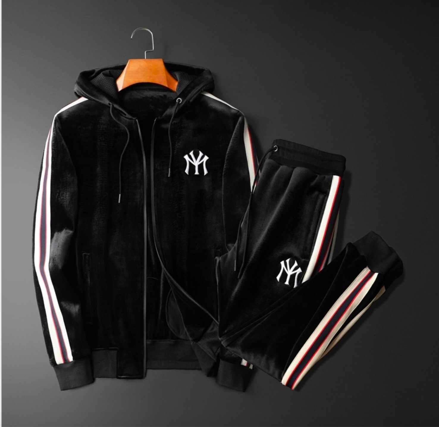 Men's Cool Tracksuit Luxury Soft Velvet Front Zipper Etsy