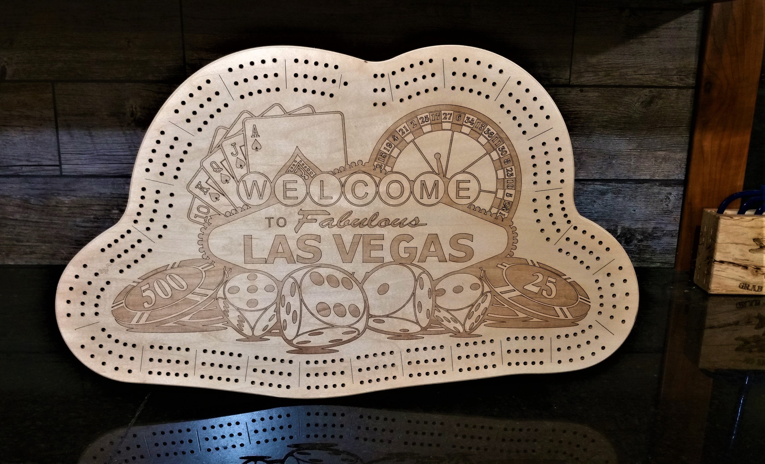 Custom Las Vegas Cribbage Board Etsy
