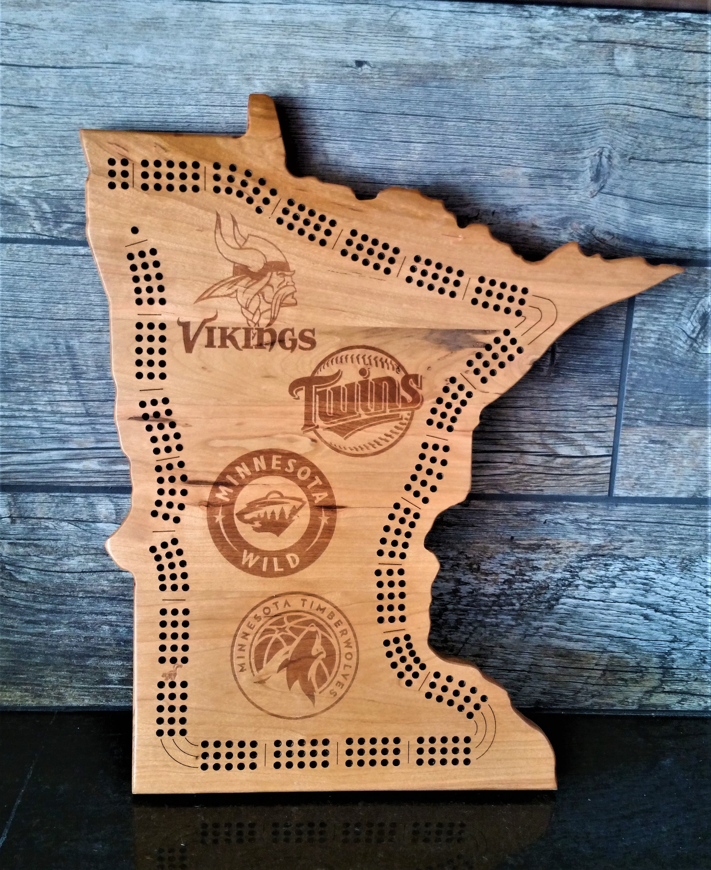 Custom MN Cribbage Board With Vikings Twins Timberwolves Etsy