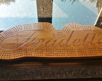 Custom Fradette name cribbage board