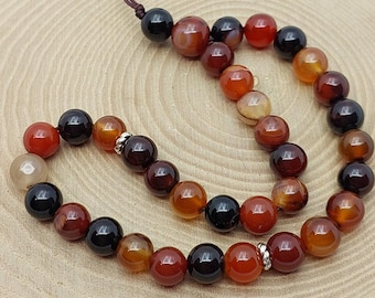 Handmade 33 Beads Brown Agate Tasbih – 8mm Muslim Prayer Beads for Meditation & Gift (1892)