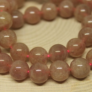 Natural Strawberry Quartz Beads 6/8/10/12 mm | Strawberry Quartz Beads for Jewelry | Beads for Jewelry Making | Healing Stone Jewelry