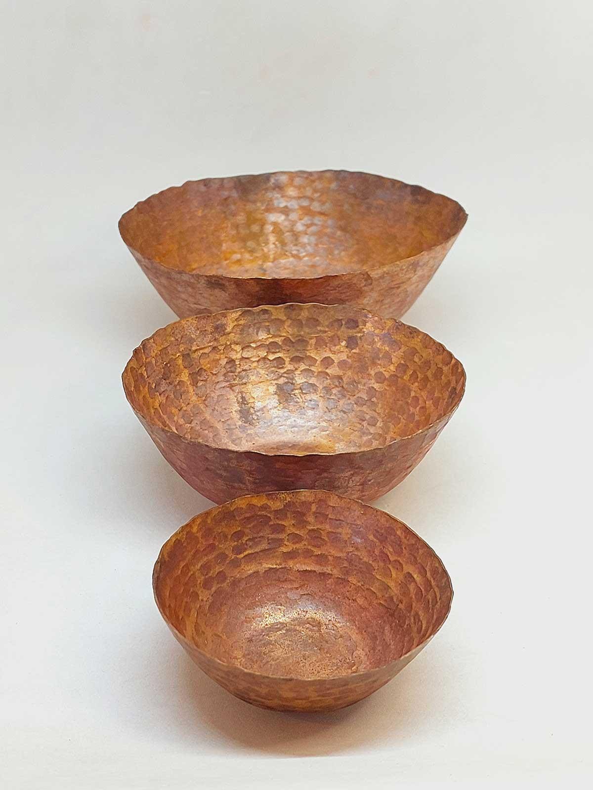 装飾的な本物の手作り銅ボウル 3 個セット - Etsy 日本