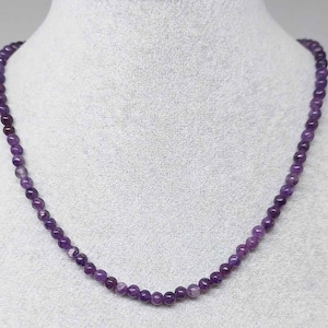 Lepidolite Necklace | Lepidolite Necklace with antialergic clip 4 mm | Natural Healing Stone | Healing Stone Jewelry