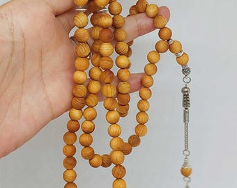 Rosario de 99 cuentas de sándalo de 8 mm, Tasbih 99, Piedra natural de 99 cuentas, Tasbeeh, Misbaha, Cuentas de oración islámicas, Tasbih, Musulmán, Misbah,