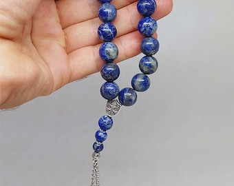 Rosario EFE de 17 cuentas de piedra lapislázuli de 12 mm, Tasbih, cuentas de piedra natural, Tasbeeh, Tasbih, Misbaha, cuentas de oración islámica, Tasbih,