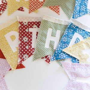 Fabric Happy Birthday Banner Rainbow Fabric Birthday Banner Sustainable Birthday Decor Reusable Birthday Décor Handmade Birthday Party
