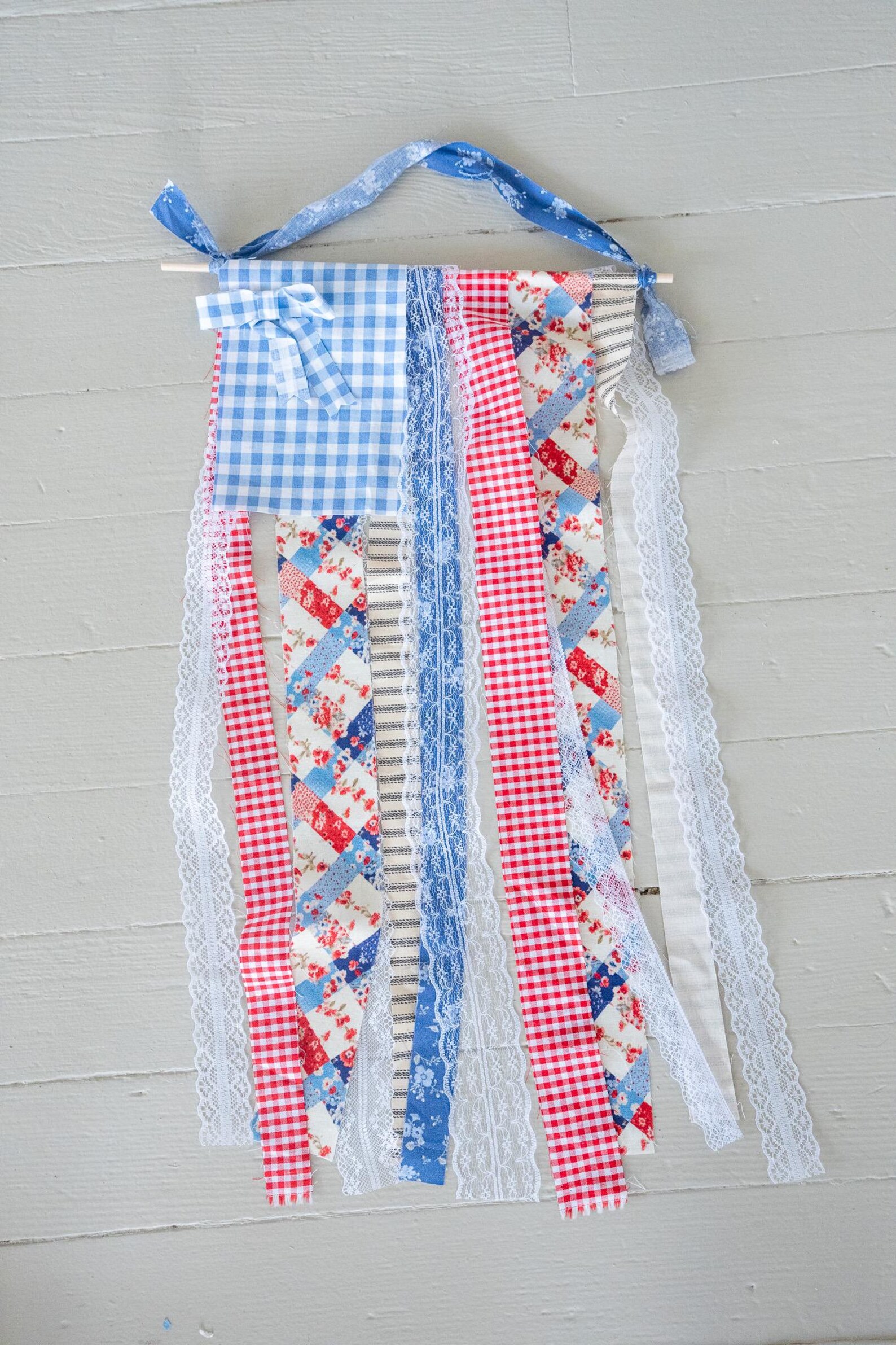 American Fabric Flag American Rag Flag Americana Ribbon Flag Wall ...