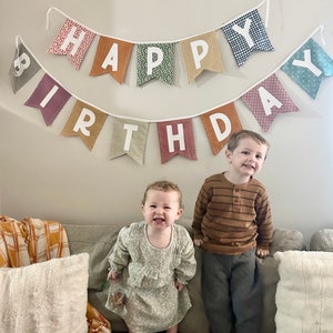 Fabric Happy Birthday Banner Rainbow Fabric Birthday Banner Sustainable Birthday Decor Reusable Birthday Décor Handmade Birthday Party image 10