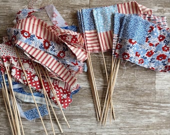 Small American Handmade Flags American Flag Patriotic Decor Fourth of July Independence Day Scrap Fabric Quilted American Flag