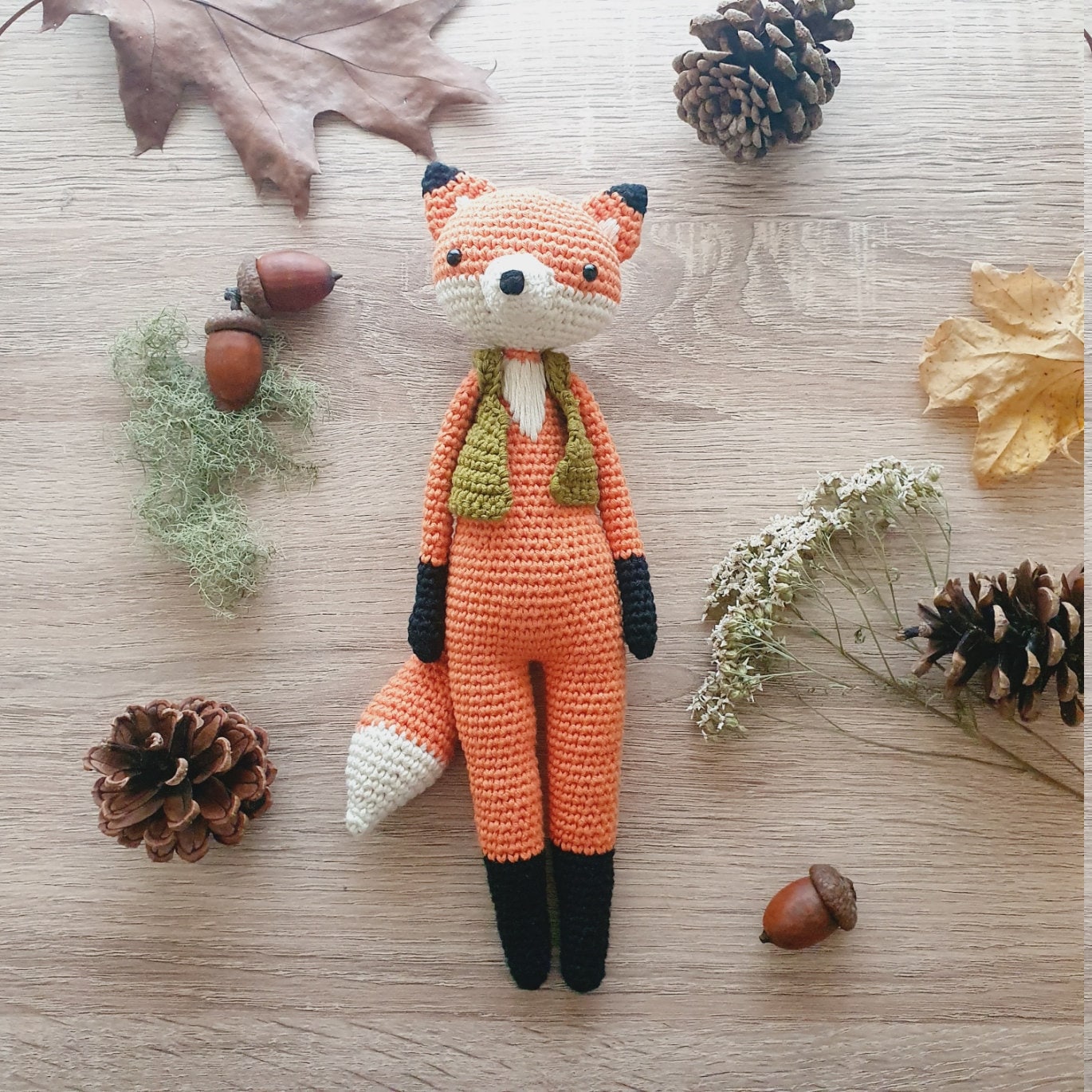 Lulibears Crochet Fox. Handmade stuffed animal, fox, knit by hand. –