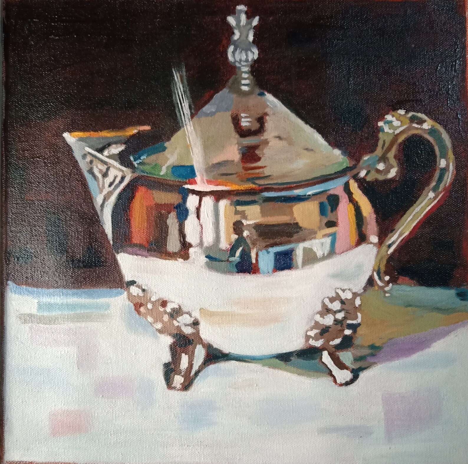 Pretty kettle original handmade oil painting on canvas Etsy