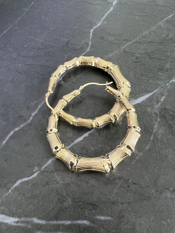 Gold bamboo shop hoops